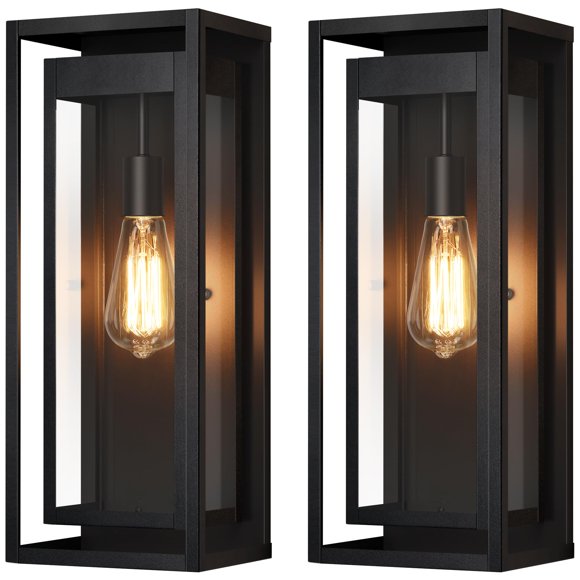 Lámparas de pared para exteriores Slypadan, 48 cm, negro mate, paquete de 2