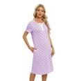 thumbnail image 6 of WBQ Women's Short Sleeve Polka Dot Nightgown With Pockets Round Neck Button Down Tee Nightshirt Loose Casual Nightdress Over Knee Length House Lounge Dress, S-2XL, 6 of 6