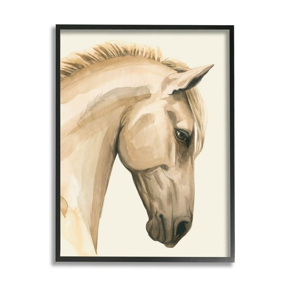 Stupell Industries Horse Portrait Farm Animal Graphic Art Black Framed Art Print Wall Art, Design by Grace Popp