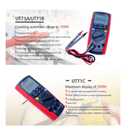 UNI-T Uni-trend Multimeter clamp meter UT71A Middle Size Intelligent Digital Multimeter AC/DC Volt Ampere Ohm Capacitance Temperature test Meter(UT71A)