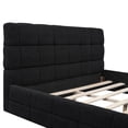 thumbnail image 4 of Queen Size Platform Bed, Boucle Upholstered Wooden Bed Frame with Headboard, Floor Bed with Slats Support, Noise Free, No Box Spring Needed, Black, 4 of 9