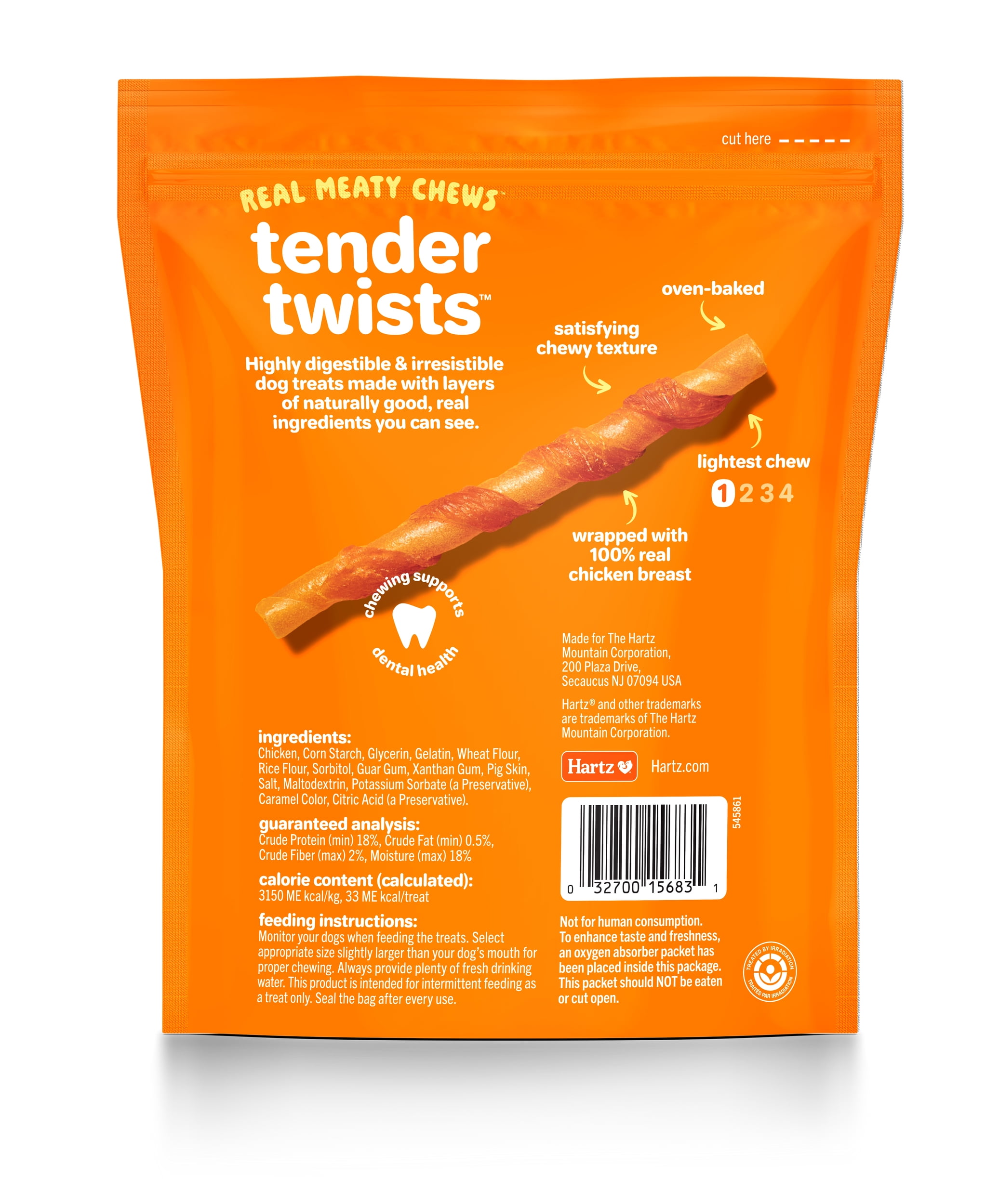 (2 pack) Hartz Oinkies Tender Twists Wrapped with Real Chicken Breast Dog Treats, Stick Treat (36 Count)