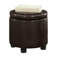 thumbnail image 6 of Designs4Comfort Round Accent Storage Ottoman with Reversible Tray Lid, Espresso Faux Leather, 6 of 7