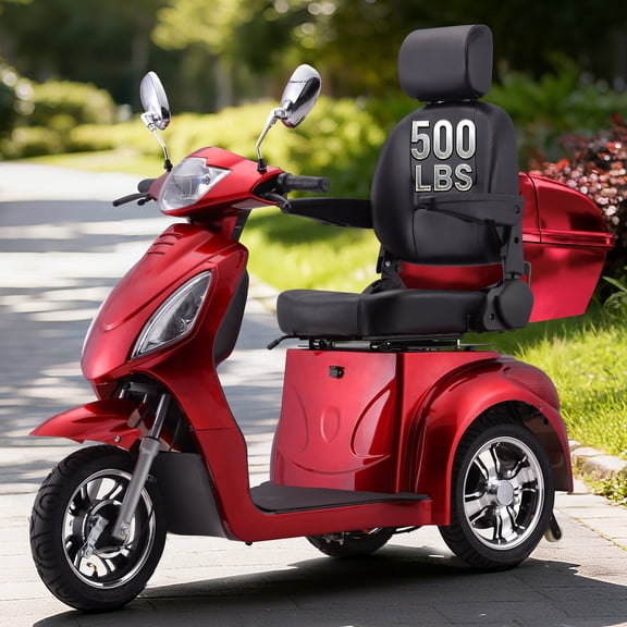 SUNDERWELL Electric Heavy Duty Mobility Scooters, Large 3-Wheels Wheelchair Device, 400 LBS Capacity for Seniors & Adults, Speed Adjust, Remote Key, Ship Fully Assembled and Ready to Ride