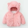 thumbnail image 2 of Lkhaha 2025 Girls Jacket Solid Bear Ears Hooded With Pocket Solid Color Warm Fleece Jackets Size 2-3 Years, 2 of 4