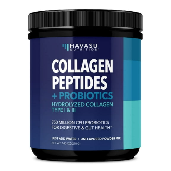 Havasu Grass-Fed Collagen Peptides Powder, Collagen Type 1 and 3 with Probiotics, Unflavored, 30 Ct