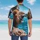 thumbnail image 4 of Fotbe Ice Blue Coastal Lion Camisa Hawaiana para Hombre Unisex – Camisa Casual de Verano con Botones de Manga Corta de Algodón y Lino,Large, 4 of 7
