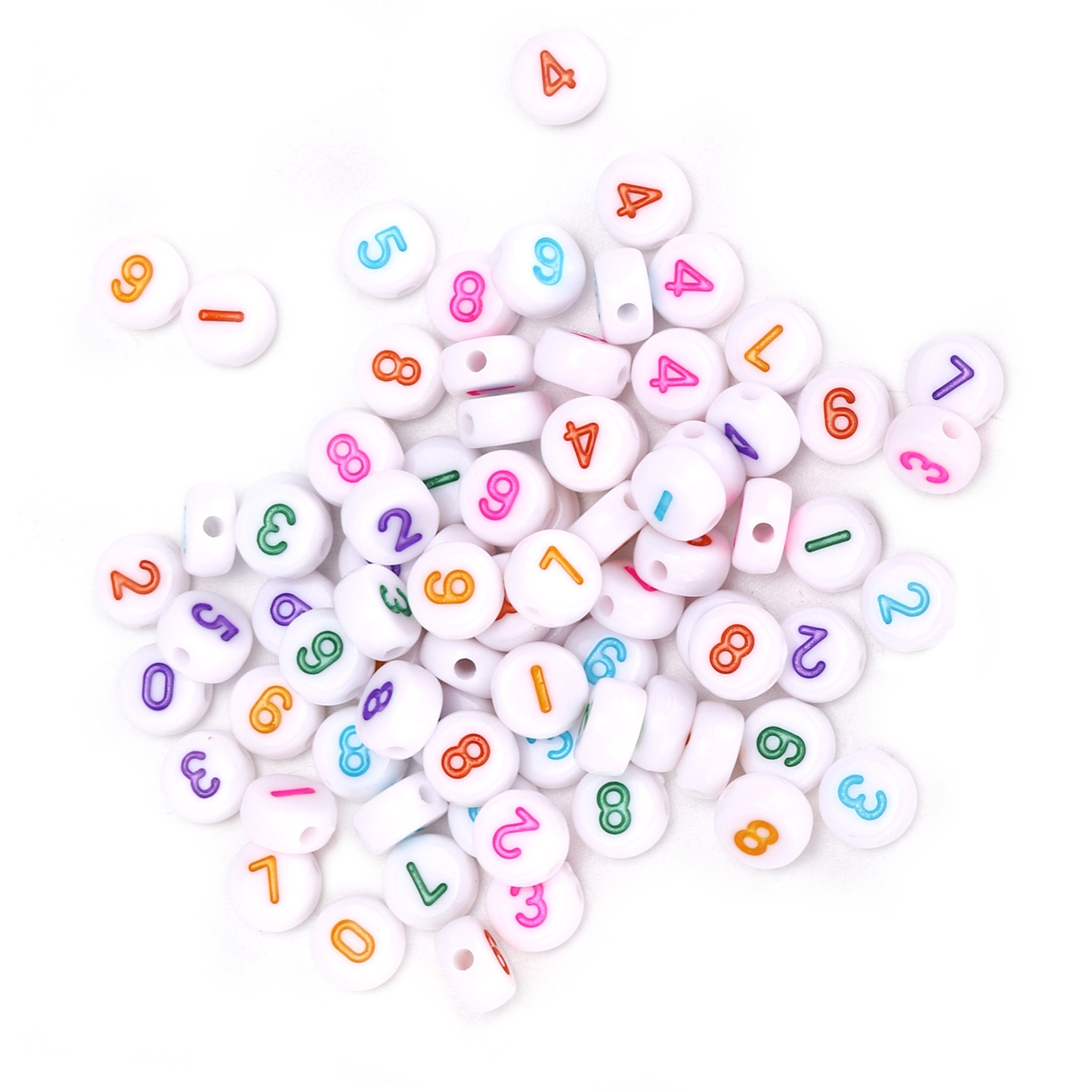 Number Beads For Bracelets, 300Pcs Circle Number Beads Round Number Beads  For DIY Handicrafts 