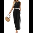 thumbnail image 1 of Conjunto de Dos Piezas de Verano para Mujer, Sin Mangas, con Tirantes Finos, Espalda Abotonada y Pantalones Anchos de . Negro XL, 1 of 10