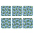 thumbnail image 2 of Pofeuu Crocodile Riding Skateboard Print Leather Coasters Set of 6, Round Cups Mugs Mat Pad for Home Kitchen Heat Resistant Drink Coasters,Square, 2 of 7