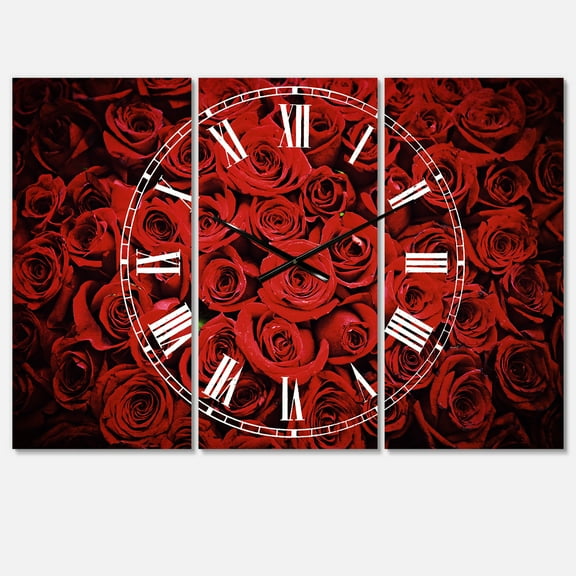 Designart 'Winter Red Rose' Traditional wall clock