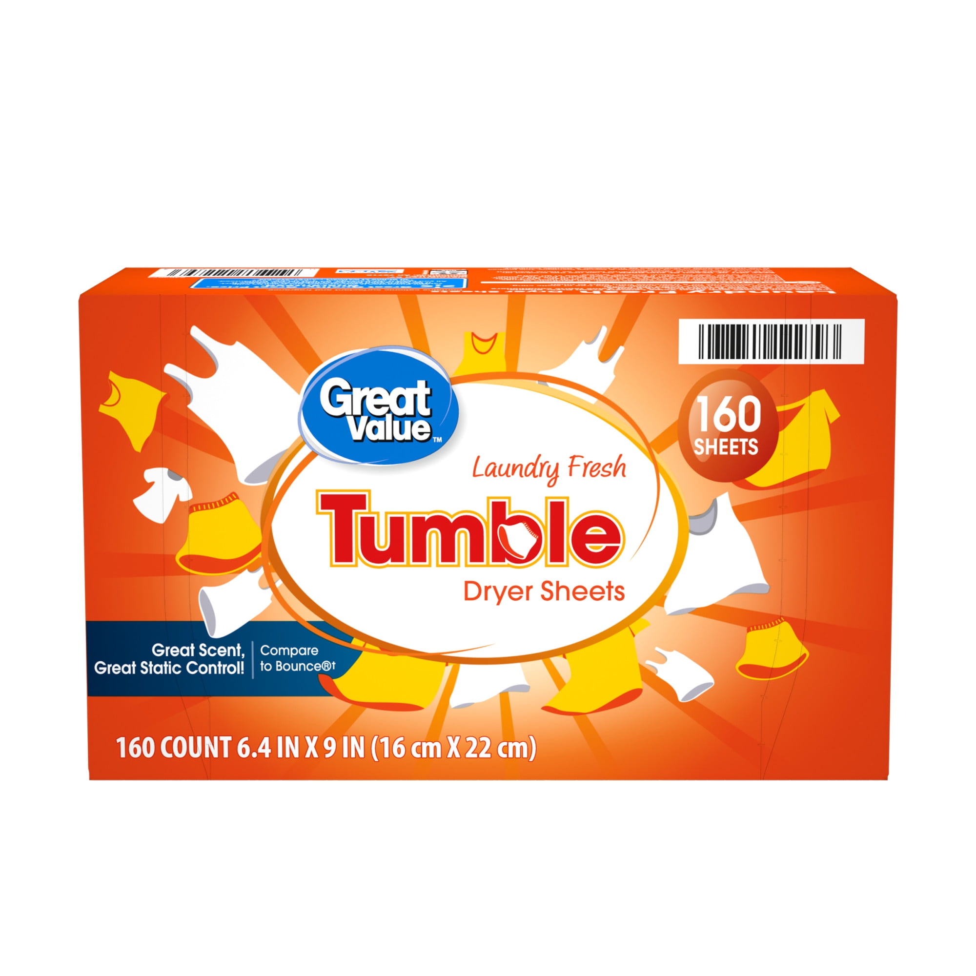 Great Value Tumble Dryer Sheets, Laundry Fresh, 160 count -