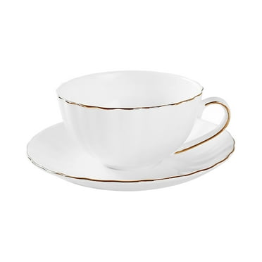 Afternoon Tea Cup of Coffee with Dish Decorative Water and Saucer Kit Ceramic Mug Set Outline Gold Office Tumbler