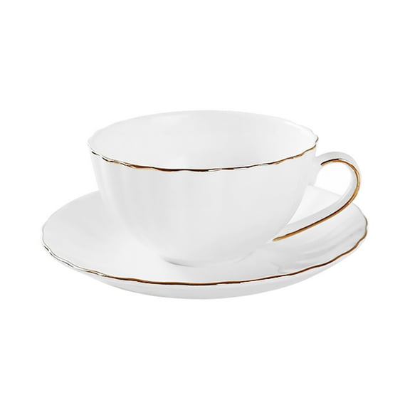 Afternoon Tea Cup of Coffee with Dish Decorative Water and Saucer Kit Ceramic Mug Set Outline Gold Office Tumbler