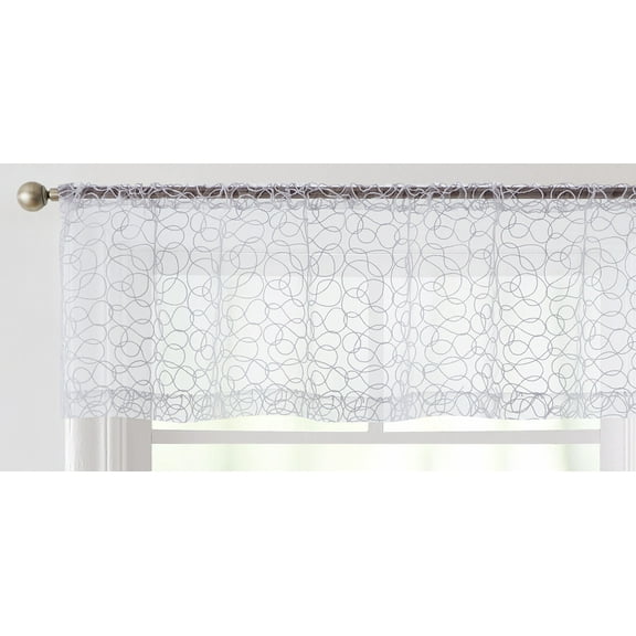 THD Francine Embroidered Sheer Voile Window Curtain Rod Pocket Valance - 54 W x 18 L - Single Valance