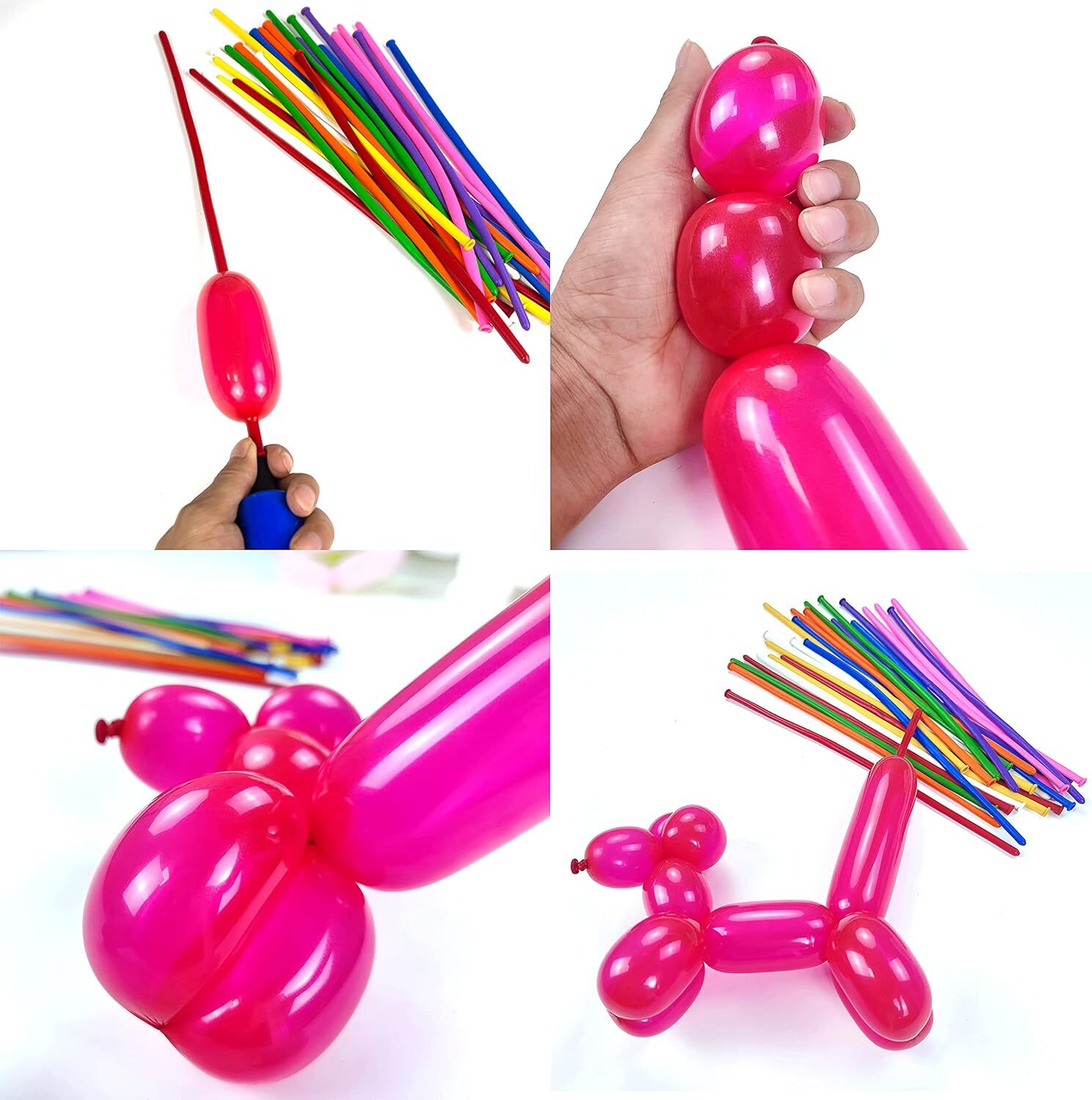 Magic Modelling Ballons Set – 100 Stück, 10 Zoll, Mehrfarbig, Für Tierfiguren & Partydekoration