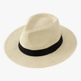 thumbnail image 3 of Fgnfyis Men's Wide Brim Straw Fedora Hat Summer Outdoor Sun Breathable Cowboy Beach Headwear Beige One Size, 3 of 3