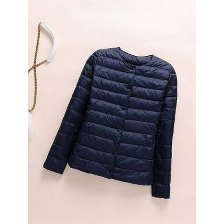 Women s Winter Ultralight Collarless Duck Down Padded O Neck