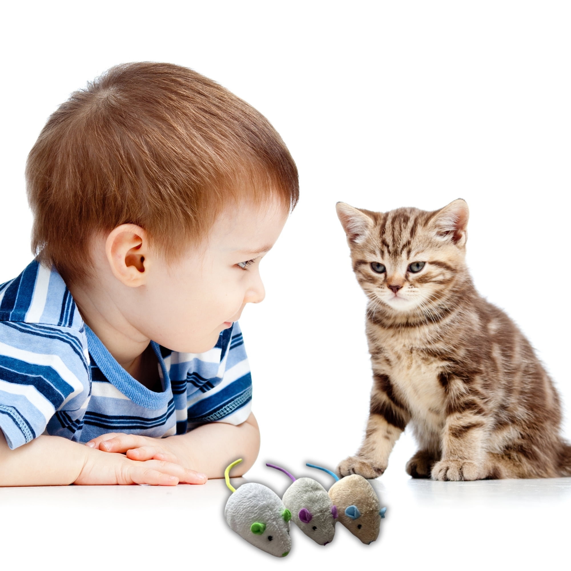 Klassique Logistics Plush Cat Mouse Toys with Bell, 6-Pack (Total of 18) Interactive Cat Toys for Indoor Cats, Soft Plush Kitten Chase & Chew Toys, Assorted Colors