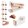 thumbnail image 1 of Dispensador de cinta, extractor de grapas, grapadora acrílica para personal de oficina y estudiantes (oro rosa) TUNC Sencillez, 1 of 5
