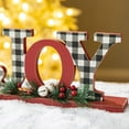 thumbnail image 6 of Glitzhome 11.4 x 5.4 Inches Christmas Wooden Plaid "JOY" Table Decor, 6 of 6