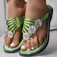 thumbnail image 5 of Mepaouo Woman's Sandal Flip Flop Rhinestone Flower Flats Sandals Non Slip Summer Beach Shoes(Green,6), 5 of 9