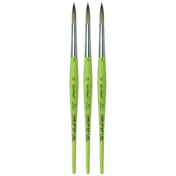 da Vinci FIT Synthetics Student Brush, Synthetic, Acrylic & Tempera, Round, Series 373, Size 12, Pack of 3