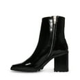 thumbnail image 2 of Steve Madden Pamela Black Leather Patent Fashion Block High Heel Ankle Booties (Black Patent, 10), 2 of 5