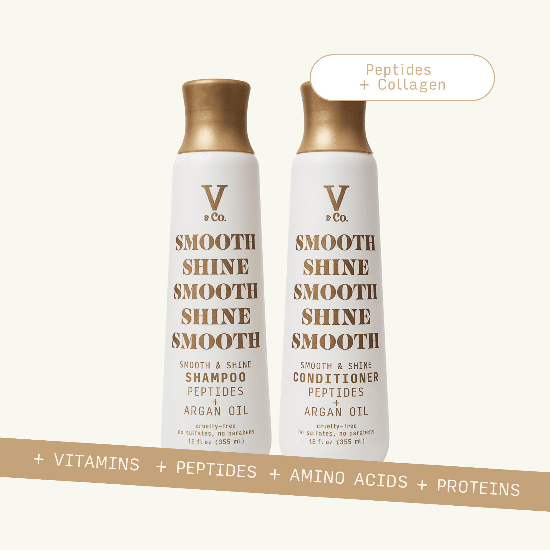 V&Co. Beauty Smooth & Shine Conditioner 12 oz, Squeeze Bottle