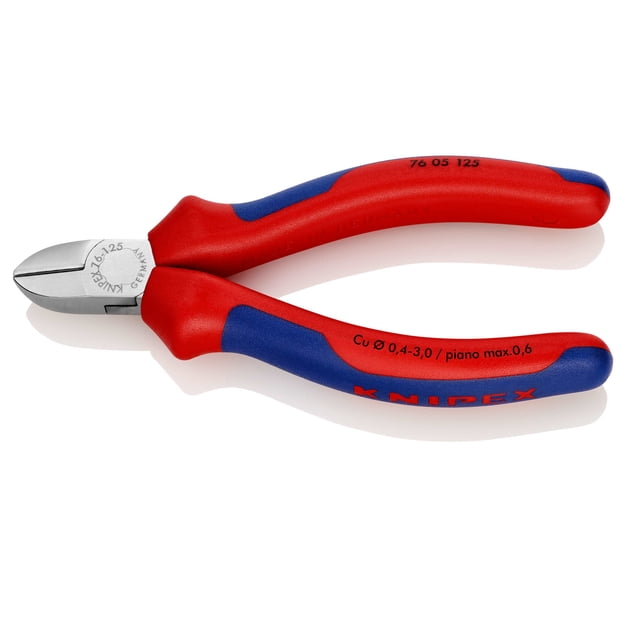 KNIPEX 76 05 125 Pinzas de corte diagonal Para electromecánica Con fundas en dos componentes cromado 125 mm