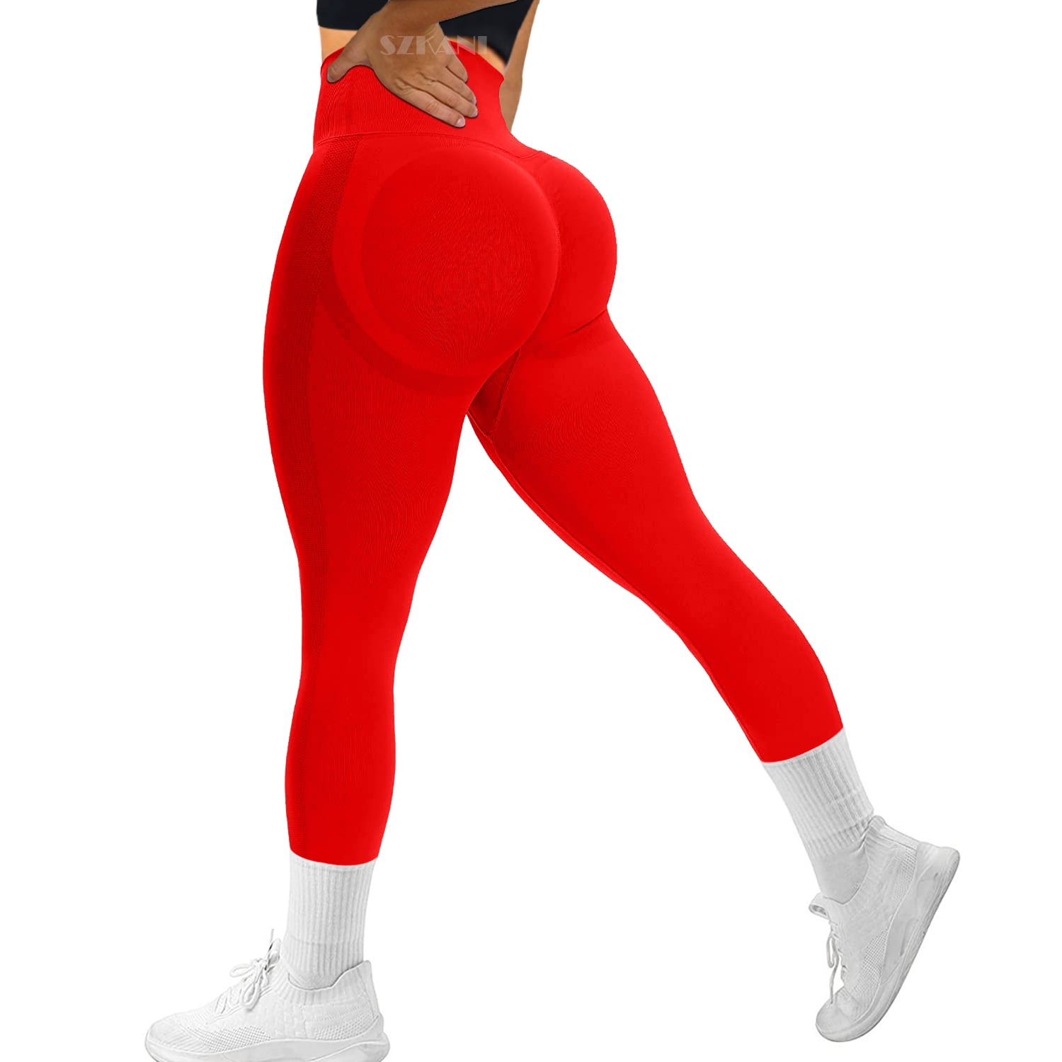 JBIVWW Seamless Yoga Pants Push Up Leggings Women Gym Sport Fitness Yoga  High Waist Legging Squat Sports Workout Legging (Color : Red Orange, Size :  Small), Leggings -  Canada