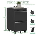 thumbnail image 3 of 2 Drawer Mobile File Cabinet with Lock and Wheels, Under Desk Storage Filing Cabinet for Home Office, Small Rolling File Cabinet for Legal, Letter, and A4 Files(Black), 3 of 6
