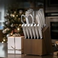 thumbnail image 5 of Kitchen Knife Sets,15-Piece Full Tang Knife Set with Block,German Stainless Steel Knives Sets for Cutting and Cooking,Dishwasher Safe White$$, 5 of 13