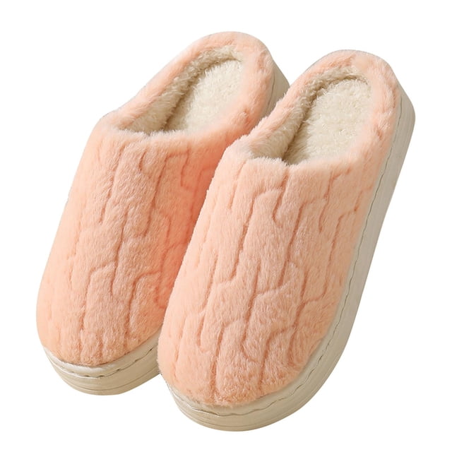 Pisexur House Slippers for Woman Keep Warm and Non-Slip Slippers Contrast Color Plush Warm Home Indoor Slippers & Comfortable and Durable House Slippers for Woman