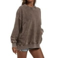thumbnail image 4 of Ediodpoh Oversized Washed Pullover Hoodies for Women Loose Fit Baggy Basic Long Sleeve Sweatshirt Coffee XL, 4 of 5