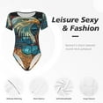 thumbnail image 5 of Haiem Stained Glass Eagle USA Women's Crew Neck Short Sleeve Bodysuit Tops Stretchy Slim Basic-Medium, 5 of 8