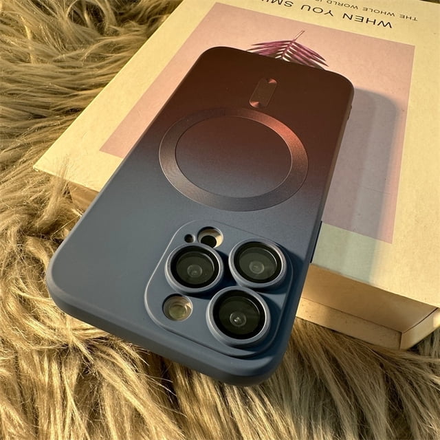 Magsafe-funda de teléfono con patrón degradado de carga inalámbrica, carcasa de silicona magnética suave para iPhone 11, 12, 13, 14 Pro Max Plus, de lujo Fivean unisex
