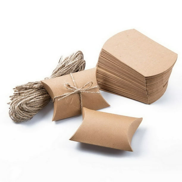 Recuerdos navideños vintage, cajas de regalos, envoltorios de regalos, cajas de regalos de papel kraft con cordel de yute para Navidad, dulces, joyas, nueces, maria