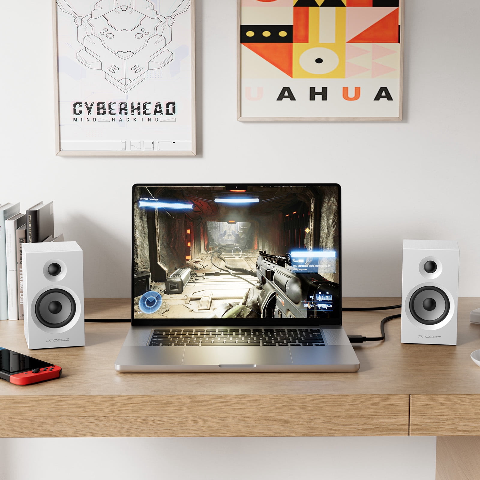 BT16 Active Bookshelf Speakers 3.5" Woofer with 1" Tweeter, 60W RMS-Bluetooth 5.3, Built-in 24bit DAC Dynamic 3D 2.0 Surround Sound, Computer Gaming PC Speakers - White