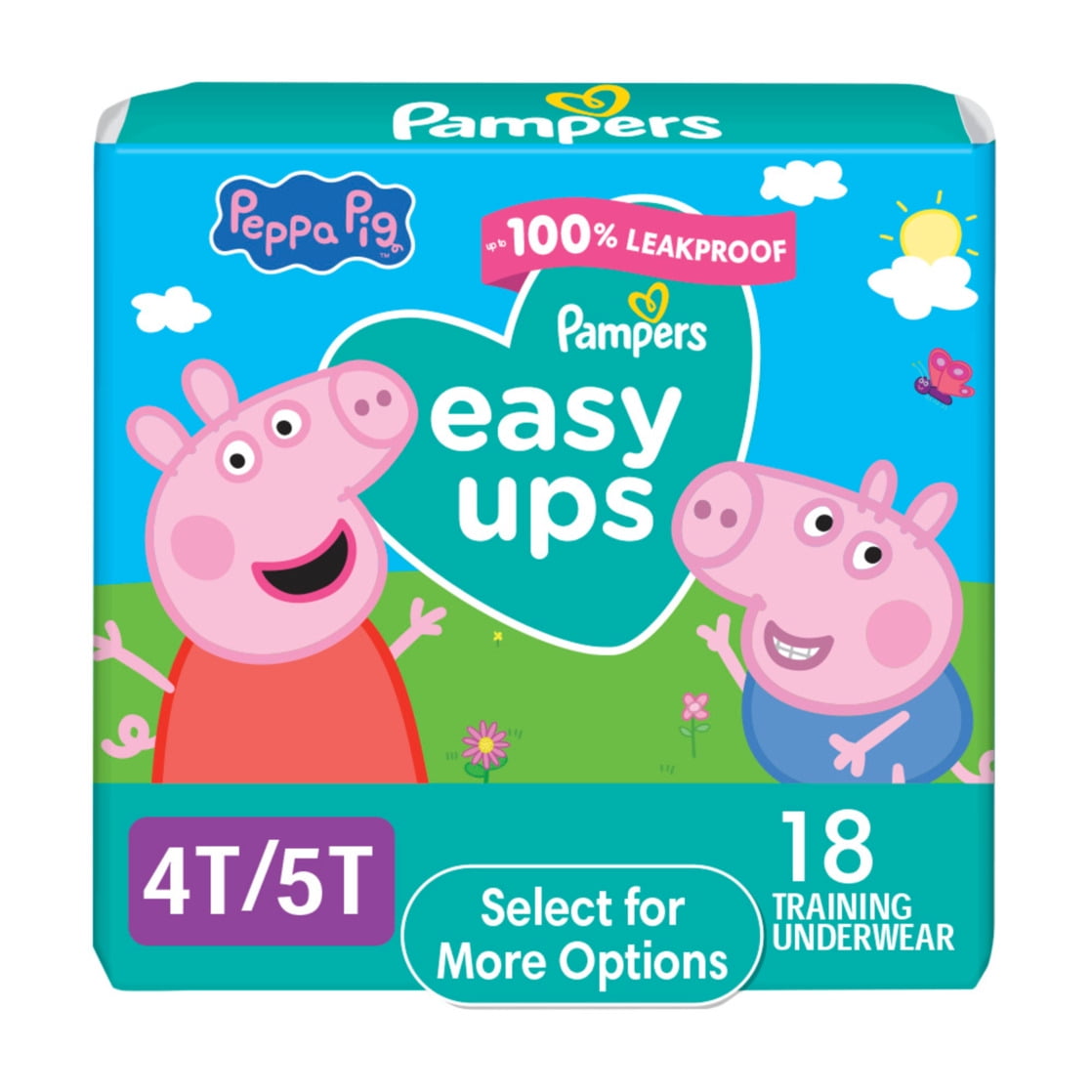 (4 pack) Pampers Easy Ups Peppa Potty Training Pants Girls Size 4T-5T, 18 Count (Select for More Options)