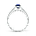 thumbnail image 2 of ANGARA Natural Solitaire Oval Sapphire Ring with Pave Diamond Accents in 14K White Gold for Women (Size-6x4mm) | September Birthstone, Anniversary, Jewelry Gift for Women | Natural Blue Sapphire Ring, 2 of 8