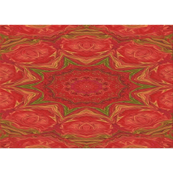 Ahgly Company Machine Washable Indoor Rectangle Transitional Orange Red Orange Area Rugs, 4' x 6'
