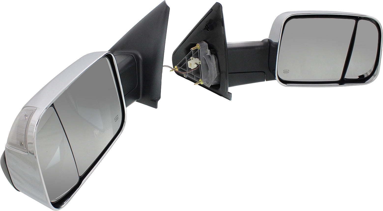 Kool Vue Towing Mirror Compatible With 2002-2009 Dodge Ram 3500 2500 Driver & Passenger Side Heated w/ Blind Spot Corner Glass In-housing Signal Light Chrome