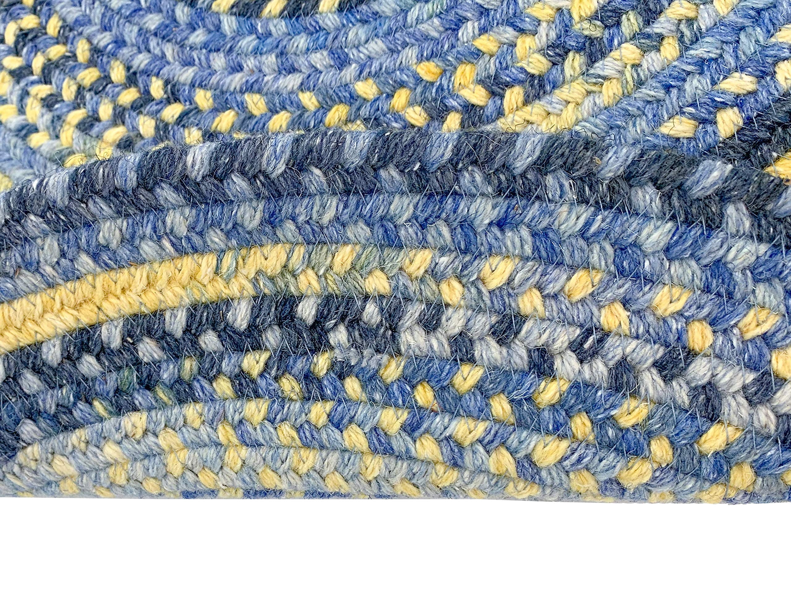 Capel Rugs American Heritage Braided Area Rug 36 Round Blue & Yellow Rug for Living Room