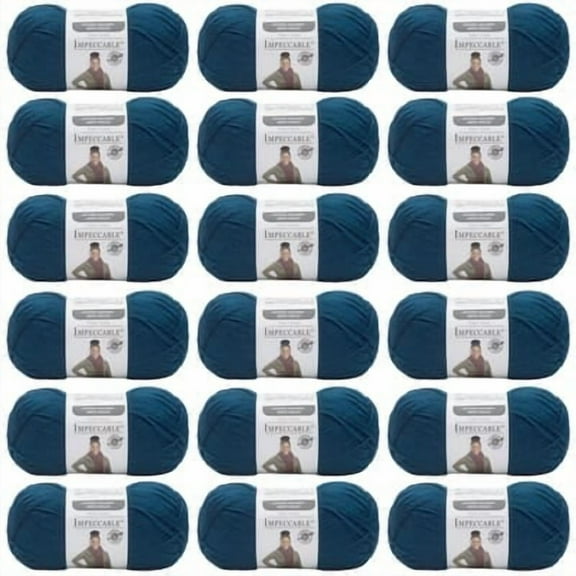 Loops & Threads Impeccable Solid Yarn - Solid Yarn for Knitting, Crochet, Weaving, Arts & Crafts - Sapphire, Bulk 18 Pack