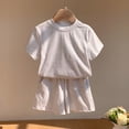 thumbnail image 2 of yillto Girls Summer Outfits 2 Piece Sets Short Sleeve Crewneck Shirts Tops and Shorts with Pockets, 2 of 6