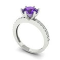 thumbnail image 2 of Solitaire with Accents Engagement Ring for Women - 1.71ct Natural Amethyst in 14K White Gold Promise Ring, 2 of 6