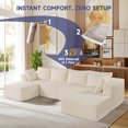 thumbnail image 3 of 4 Seats Boneless Modular Cloud Sectional Sofa, Extra-Wide Deep Seats Plush Corduroy Sleeper Couch for Cozy Modern Living Rooms, Small Spaces & Apartments (Beige, 136"-U Shape), 3 of 7