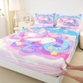 thumbnail image 3 of Manfei Colorful Cute Unicorn Twin Sheet Sets,Magic Animal Twin Fitted Sheet,Pink Blue Purple Flat Sheet For Girls Kids,Ultra Soft Home Decor,3pcs, 3 of 7