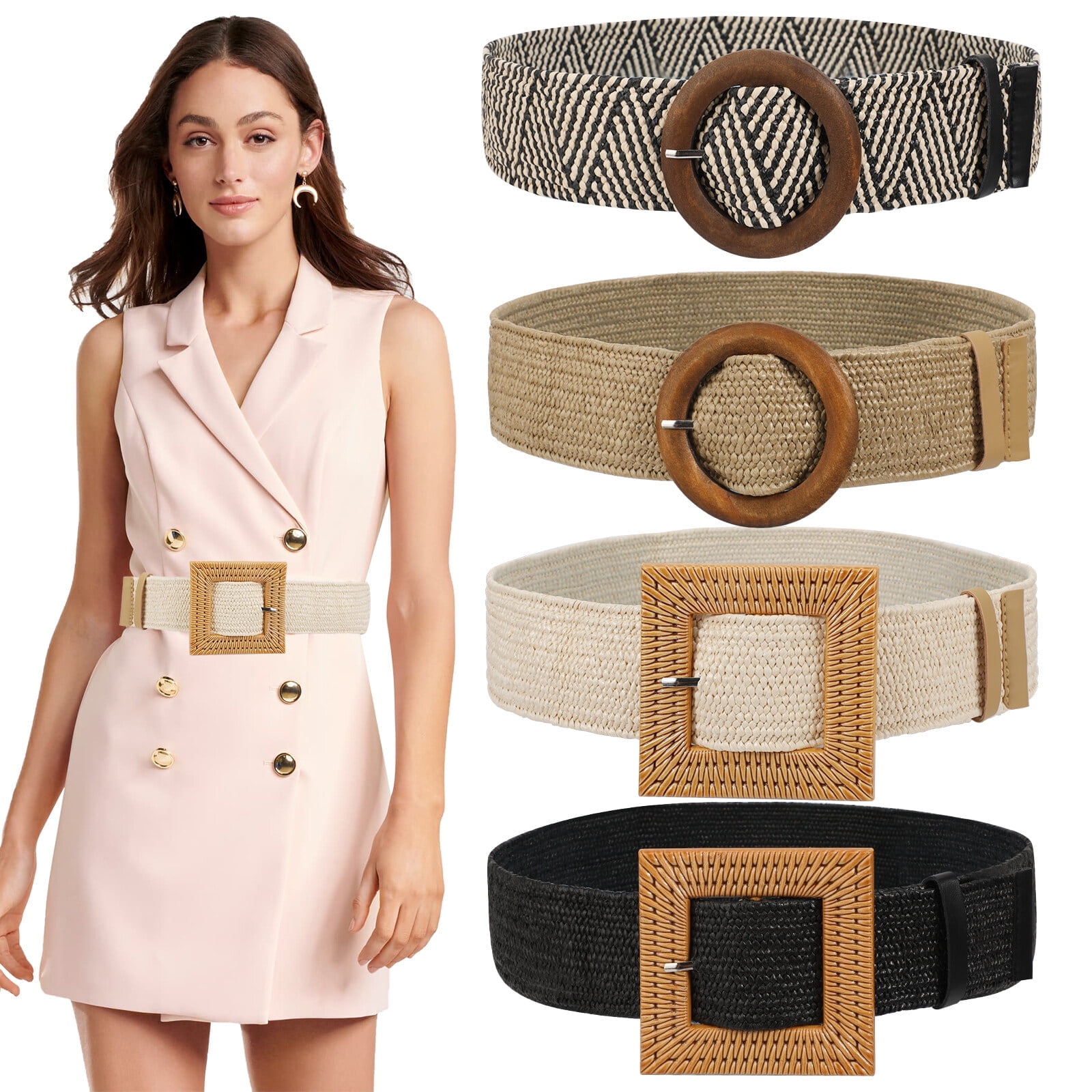 Juvale Adjustable Metallic Waist Belts for Women 27x0.35 